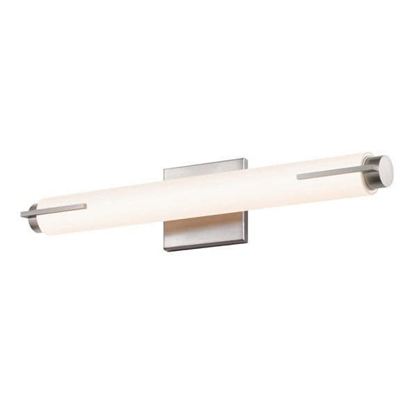 SONNEMAN Tubo Slim 18" LED Satin Nickel Tubular Etched Glass Shade Spine Trim Shape Vanity Bath Bar Lighting