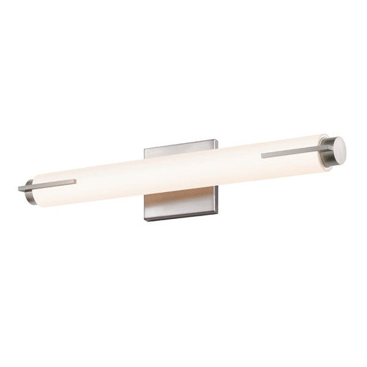 SONNEMAN Tubo Slim 18" LED Satin Nickel Tubular Etched Glass Shade Spine Trim Shape Vanity Bath Bar Lighting