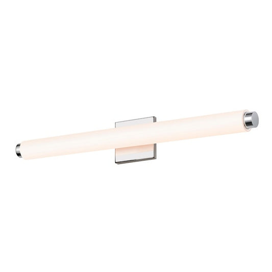 SONNEMAN Tubo Slim 24" LED Polished Chrome Tubular Etched Glass Shade Drum Trim Shape Vanity Bath Bar Lighting