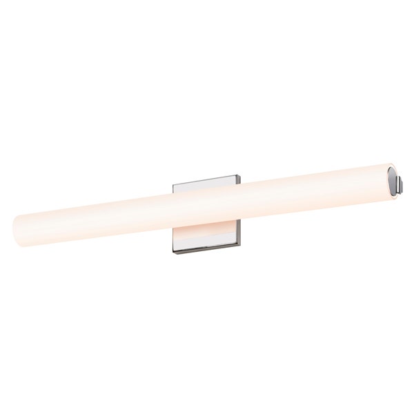 SONNEMAN Tubo Slim 24" LED Polished Chrome Tubular Etched Glass Shade Flat Trim Shape Vanity Bath Bar Lighting