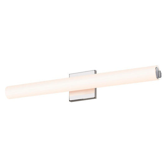 SONNEMAN Tubo Slim 24" LED Polished Chrome Tubular Etched Glass Shade Flat Trim Shape Vanity Bath Bar Lighting
