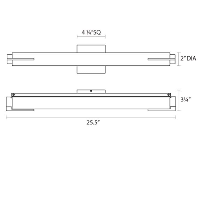 SONNEMAN Tubo Slim 24" LED Polished Chrome Tubular Etched Glass Shade Spine Trim Shape Vanity Bath Bar Lighting