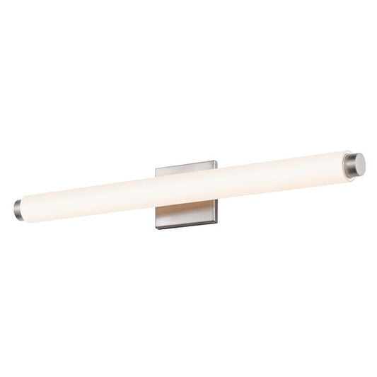 SONNEMAN Tubo Slim 24" LED Satin Nickel Tubular Etched Glass Shade Drum Trim Shape Vanity Bath Bar Lighting