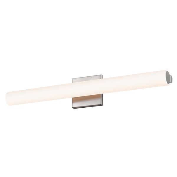 SONNEMAN Tubo Slim 24" LED Satin Nickel Tubular Etched Glass Shade Flat Trim Shape Vanity Bath Bar Lighting