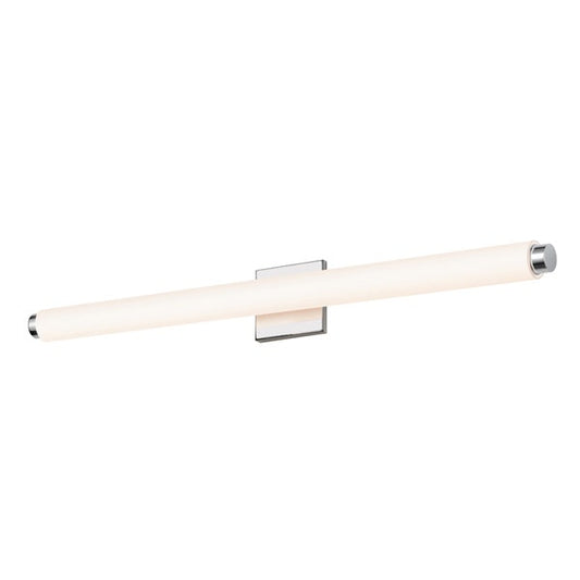 SONNEMAN Tubo Slim 32" LED Polished Chrome Tubular Etched Glass Shade Drum Trim Shape Vanity Bath Bar Lighting