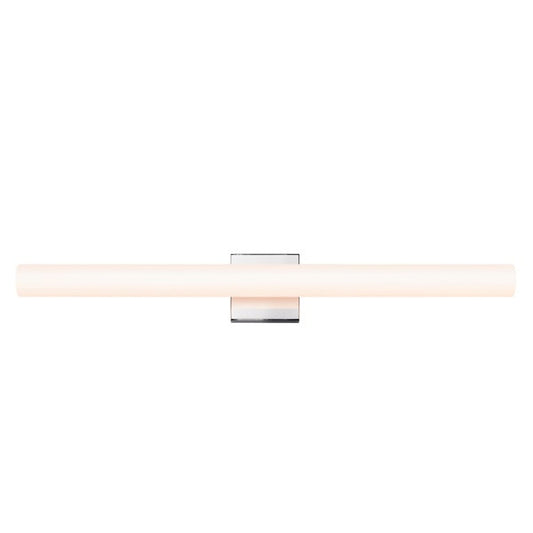 SONNEMAN Tubo Slim 32" LED Polished Chrome Tubular Etched Glass Shade Flat Trim Shape Vanity Bath Bar Lighting