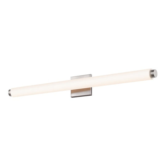 SONNEMAN Tubo Slim 32" LED Satin Nickel Tubular Etched Glass Shade Drum Trim Shape Vanity Bath Bar Lighting