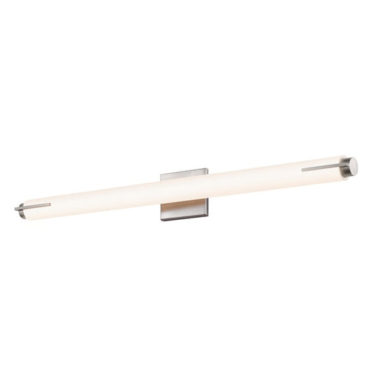 SONNEMAN Tubo Slim 32" LED Satin Nickel Tubular Etched Glass Shade Spine Trim Shape Vanity Bath Bar Lighting