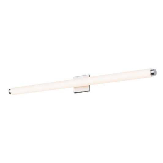 SONNEMAN Tubo Slim 40" LED Polished Chrome Tubular Etched Glass Shade Drum Trim Shape Vanity Bath Bar Lighting