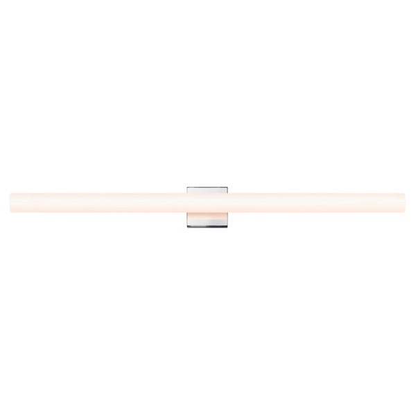 SONNEMAN Tubo Slim 40" LED Polished Chrome Tubular Etched Glass Shade Flat Trim Shape Vanity Bath Bar Lighting