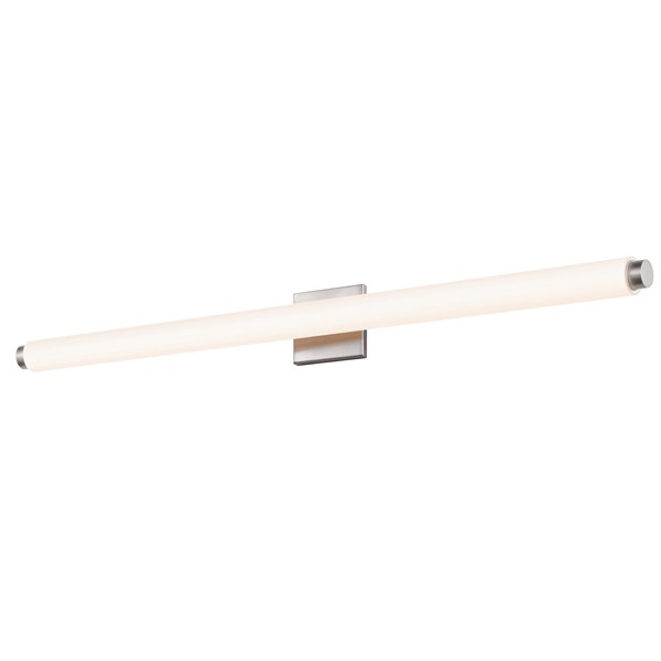 SONNEMAN Tubo Slim 40" LED Satin Nickel Tubular Etched Glass Shade Drum Trim Shape Vanity Bath Bar Lighting
