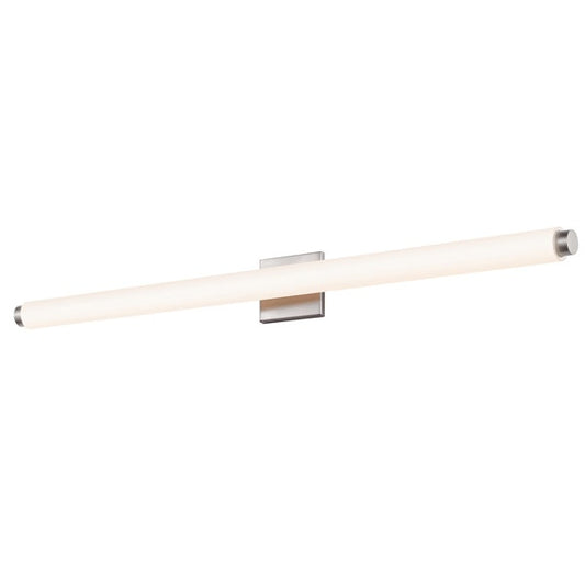 SONNEMAN Tubo Slim 40" LED Satin Nickel Tubular Etched Glass Shade Drum Trim Shape Vanity Bath Bar Lighting