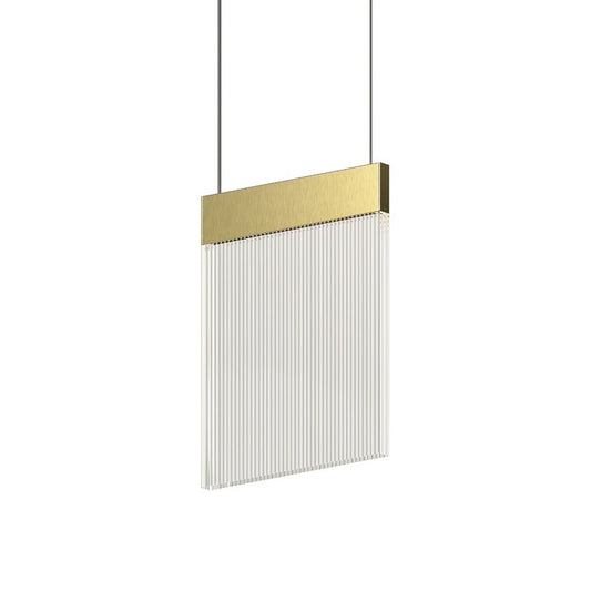 SONNEMAN V Panels 1-Light LED Brass Clear Acrylic Shade Pendant Light