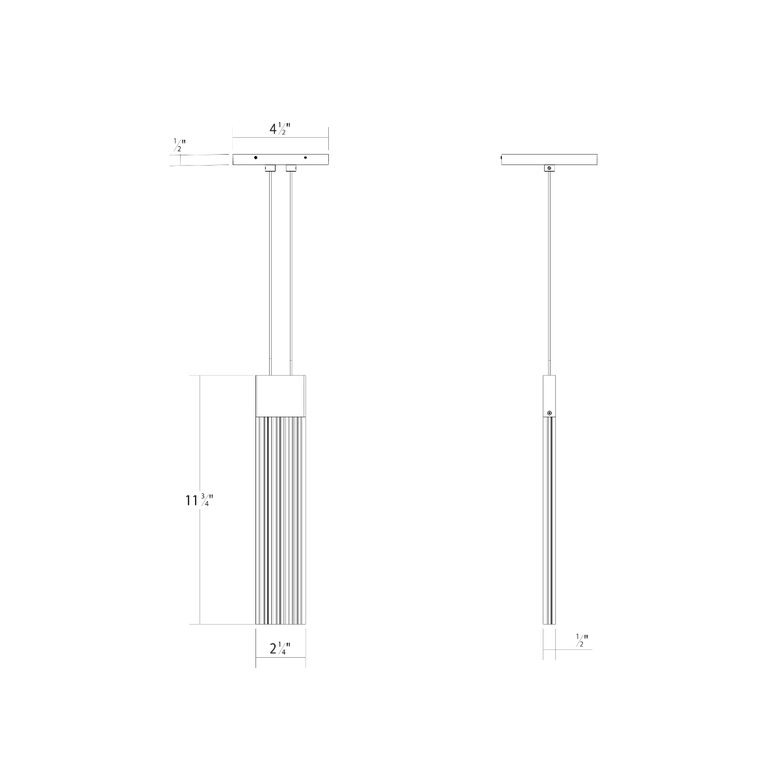 SONNEMAN V Panels 1-Light LED Brass Clear Acrylic Shade Thin Pendant Light