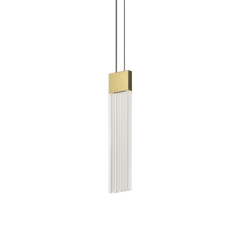 SONNEMAN V Panels 1-Light LED Brass Clear Acrylic Shade Thin Pendant Light