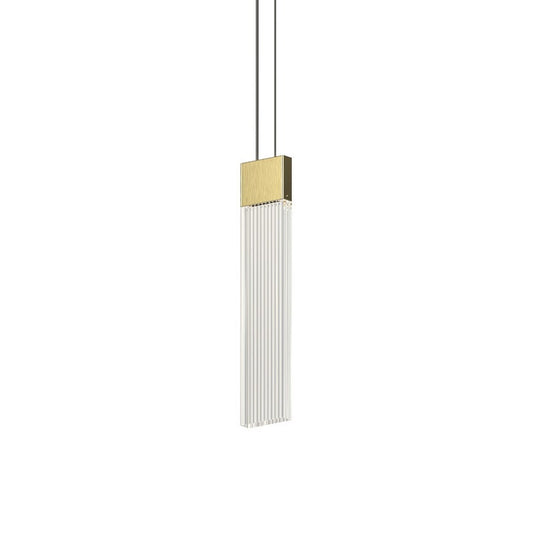 SONNEMAN V Panels 1-Light LED Brass Clear Acrylic Shade Thin Pendant Light