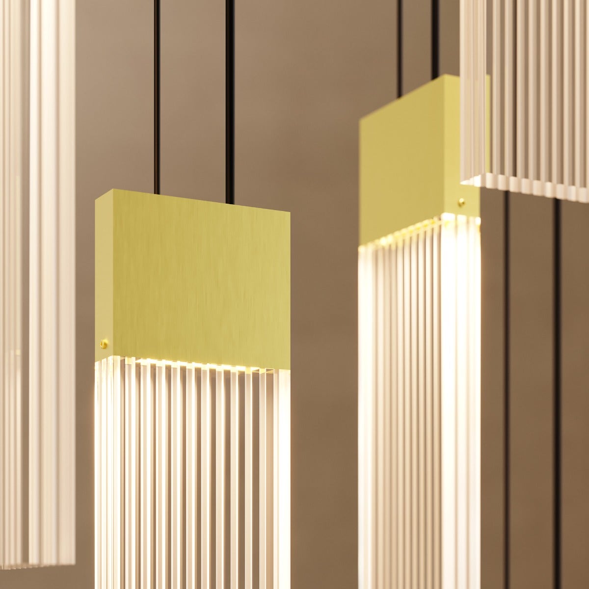 SONNEMAN V Panels 3 LED Thin Light Brass Chandelier
