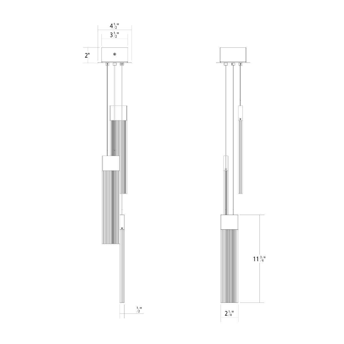SONNEMAN V Panels 3 LED Thin Light Brass Chandelier