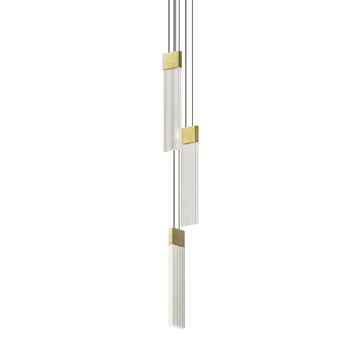 SONNEMAN V Panels 3 LED Thin Light Brass Chandelier