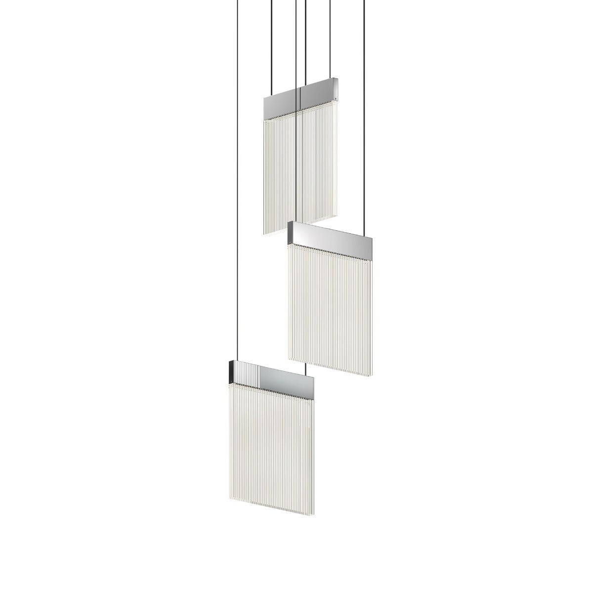 SONNEMAN V Panels 3-Light Standard LED Polished Chrome Chandelier