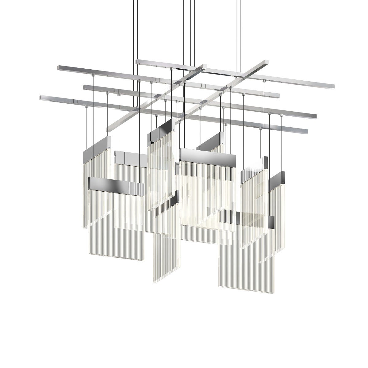 SONNEMAN V Panels 41" W x 12" H 11-Light LED Polished Chrome Chandelier