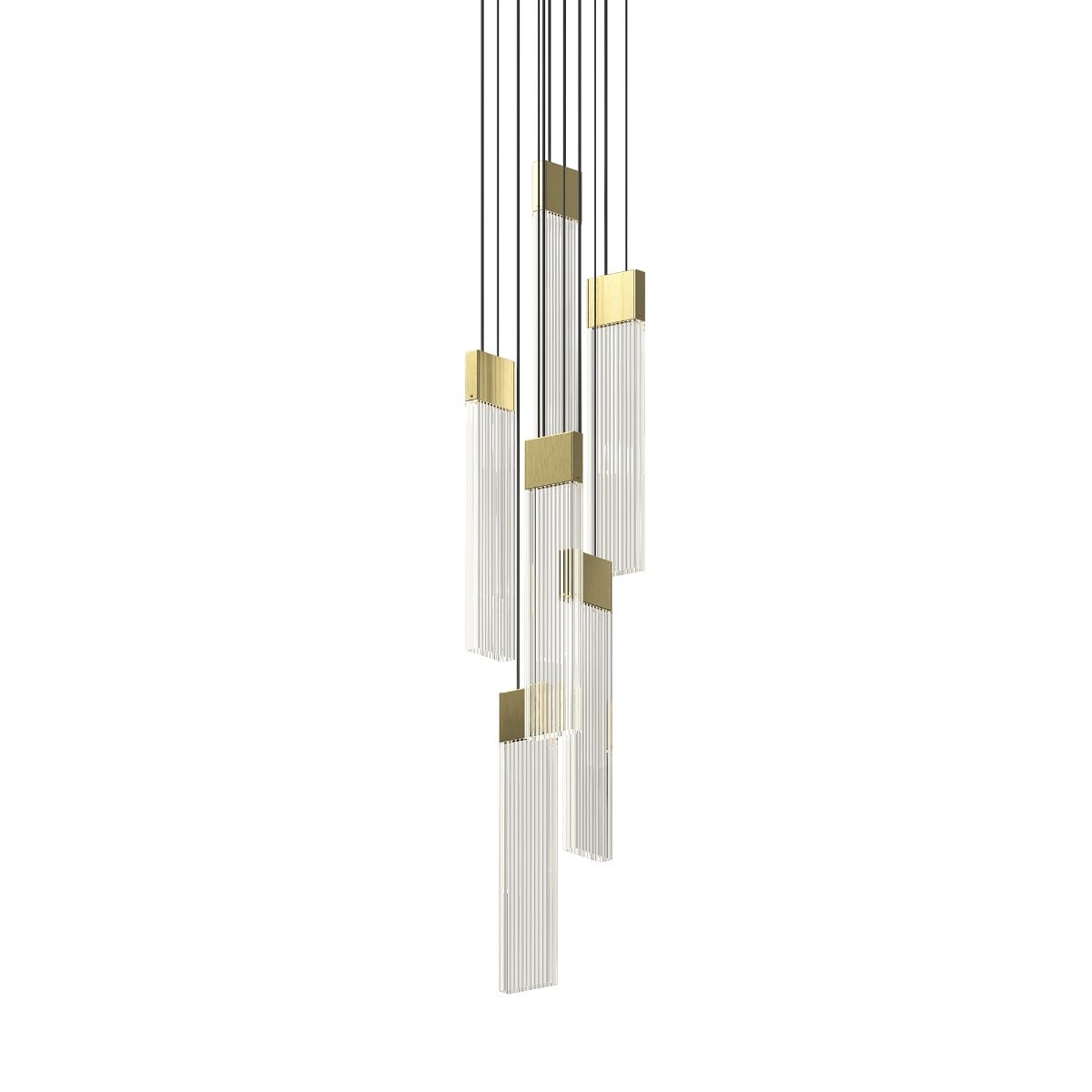 SONNEMAN V Panels 6 LED Thin Light Brass Chandelier