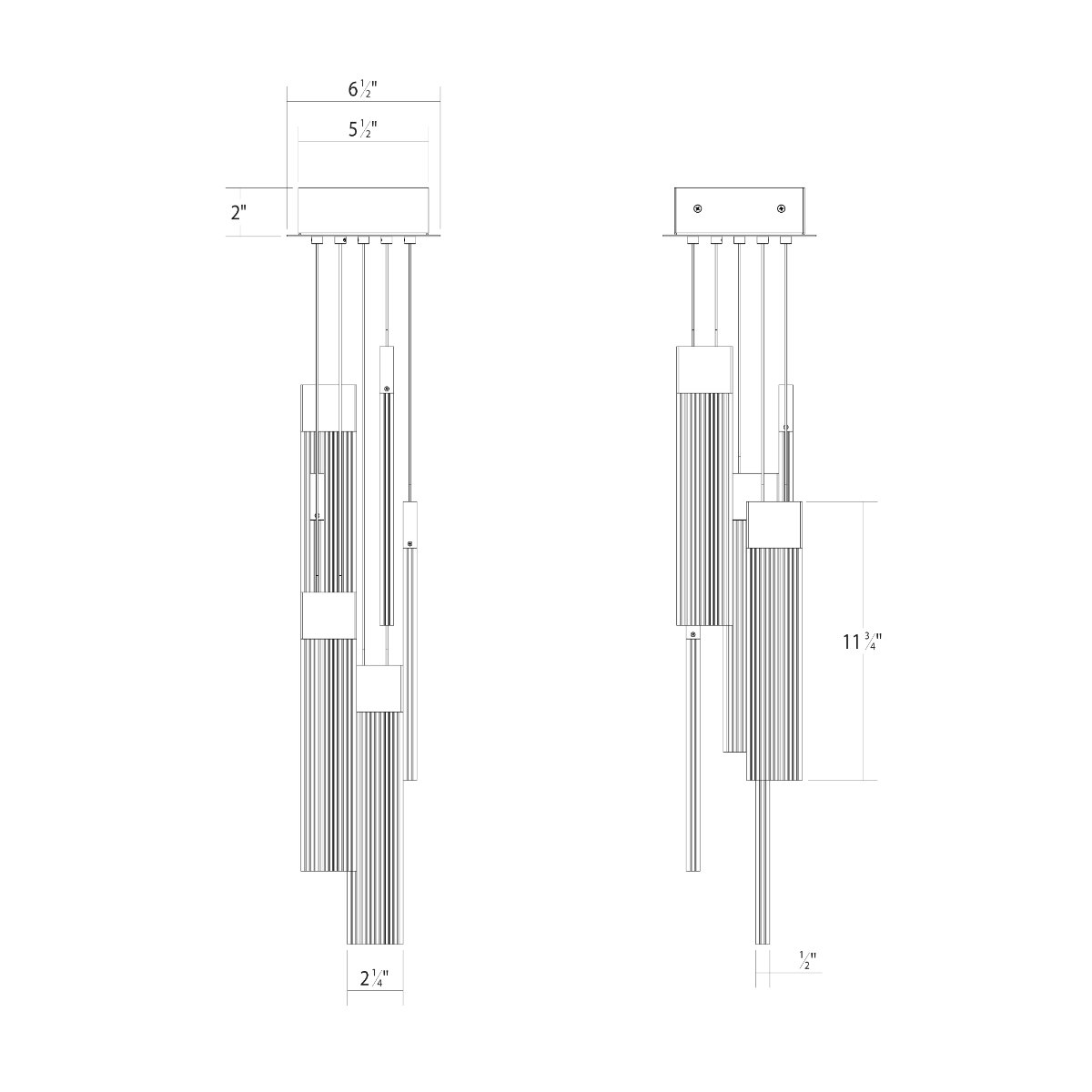 SONNEMAN V Panels 6 LED Thin Light Polished Chrome Chandelier