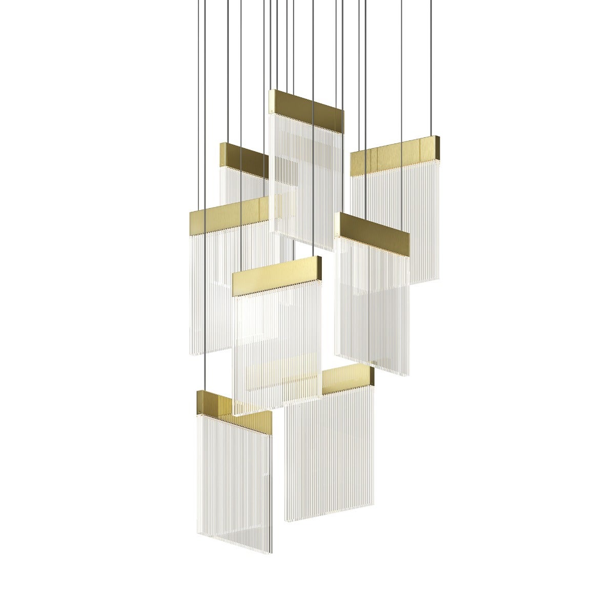 SONNEMAN V Panels 8-Light Standard LED Brass Chandelier
