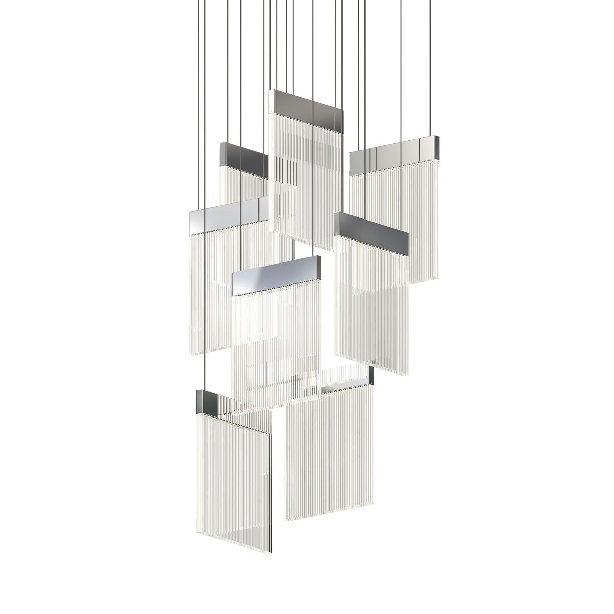 SONNEMAN V Panels 8-Light Standard LED Polished Chrome Chandelier