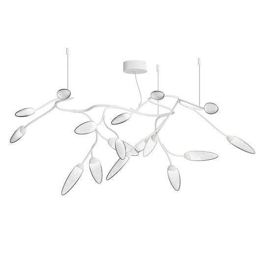 SONNEMAN Vines 17-Light LED Satin White Crushed Glass Shade Semi Flush Mount Lighting