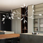 SONNEMAN Vines 26-Light LED Large Satin White and White Crushed Glass Shade Chandelier With 6FT Cord Length