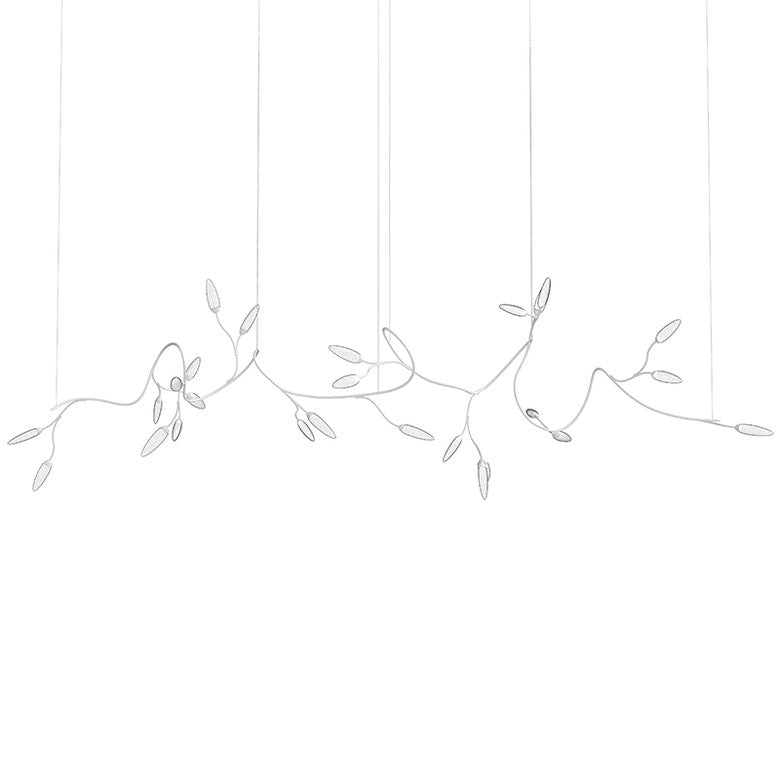 SONNEMAN Vines 26-Light LED Large Satin White and White Crushed Glass Shade Chandelier With 6FT Cord Length