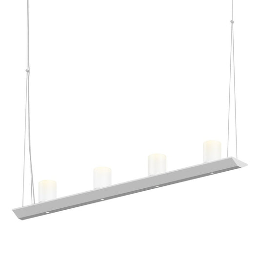 SONNEMAN Votives 32" 8-Light LED Bright Satin Aluminum Clear Etched Glass Shade Linear Suspension Pendant Light