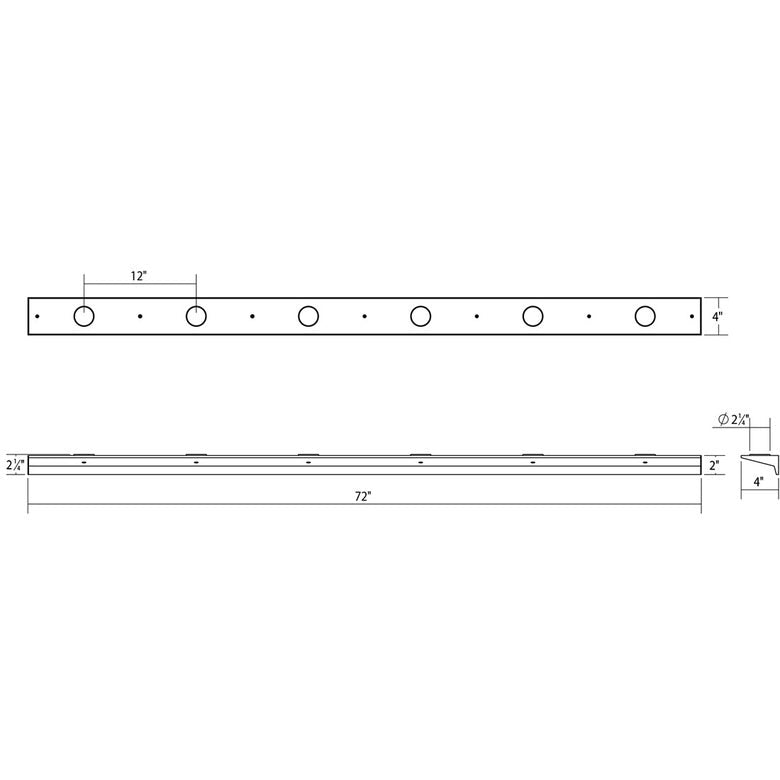 SONNEMAN Votives 72" W x 2" H 12-Light Bright Satin Aluminum Frosted Acrylic Shade Wall Bar Lighting