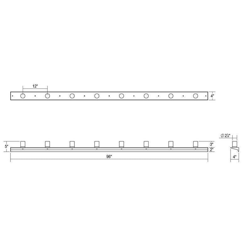 SONNEMAN Votives 96" W x 5" H 16-Light Bright Satin Aluminum Frosted Acrylic Shade Wall Bar Lighting