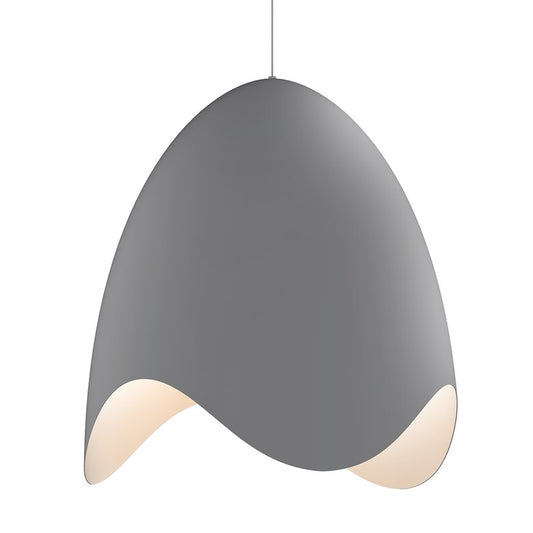 SONNEMAN Waveforms Bell 1-Light LED Dove Gray With Satin White Interior Large Pendant Light