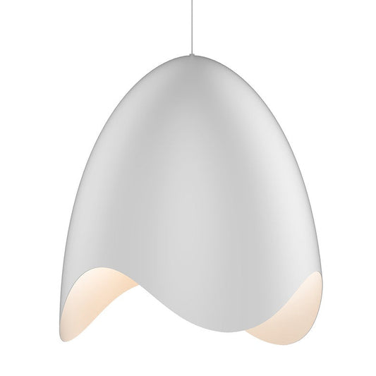 SONNEMAN Waveforms Bell 1-Light LED Satin White Interior Large Pendant Light