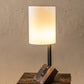 Stone County Iron Works Urban Forge 18" Satin Black Iron Offset Lamp Onyx Shade and English Oak Wood Finish