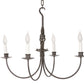 Stone County Ironworks Basketweave 26" 4 Arm Hand Rubbed Brass Iron Chandelier With Copper Iron Accent and Amber Drip Cover