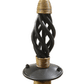 Stone County Ironworks Basketweave 26" 4 Arm Natural Black Iron Chandelier With Pewter Iron Accent and Ivory Drip Cover