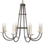 Stone County Ironworks Cedarvale 32" 8 Arm Hand Rubbed Ivory Iron Chandelier With Copper Iron Accent and Amber Drip Cover