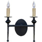 Stone County Ironworks Forest Hill 15" Double Satin Black Iron Wall Sconce With Pewter Iron Accent and Amber Drip Cover