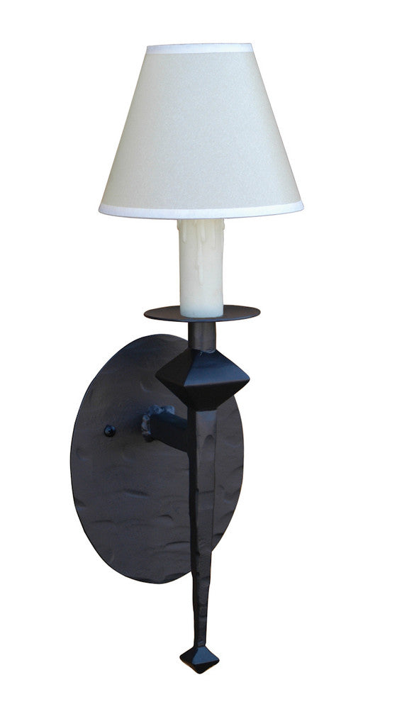 Stone County Ironworks Forest Hill 6" Single Chalk White Iron Wall Sconce With Pewter Iron Accent and Amber Drip Cover