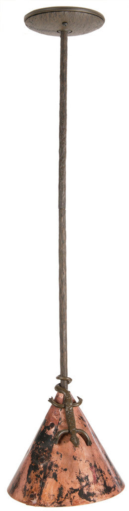Stone County Ironworks Gecko 12" Chalk White Iron Pendant Lamp With Copper Shade