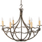 Stone County Ironworks Norfork 34" 6 Arm Hand Rubbed Brass Iron Chandelier With Amber Drip Cover