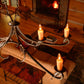 Stone County Ironworks Oakdale 45" 6 Arm Hand Rubbed Ivory Iron Chandelier With Copper Iron Accent and Amber Drip Cover