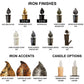 Stone County Ironworks Oakdale 45" 6 Arm Satin Black Iron Chandelier With Copper Iron Accent and Ivory Drip Cover