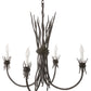 Stone County Ironworks Rush 30" 4 Arm Hand Rubbed Brass Iron Chandelier With Ivory Drip Cover