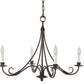 Stone County Ironworks Sturbridge 30" 4 Arm Hand Rubbed Ivory Iron Chandelier With Copper Iron Accent and Amber Drip Cover