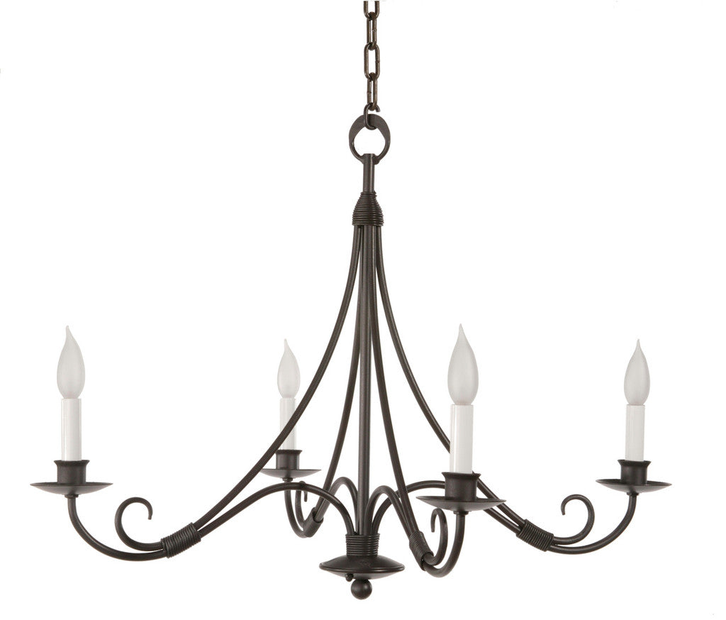 Stone County Ironworks Sturbridge 30" 4 Arm Hand Rubbed Ivory Iron Chandelier With Ivory Drip Cover